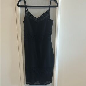French Connection Black Lace Trim Slip Dress